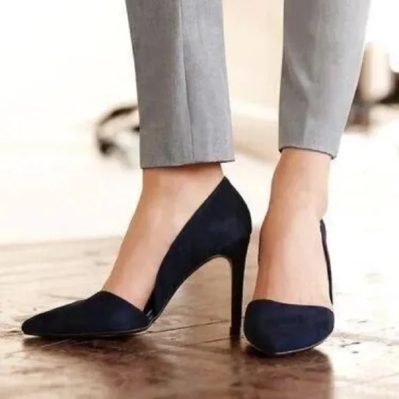 Banana Republic Adelia D'Orsay Pump Heels, Office Dressy Pointed Suede Stilettos - Picture 3 of 8